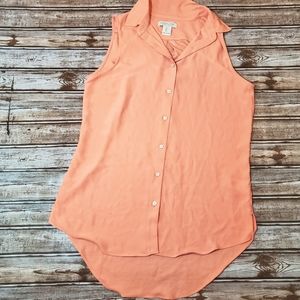 Rachel Zoe Peach Button Down Sleeveless Top S